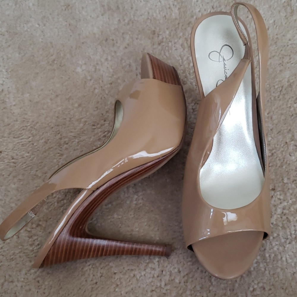 New! Jessica Simpson "Astor" Nude Peep Toe Heel